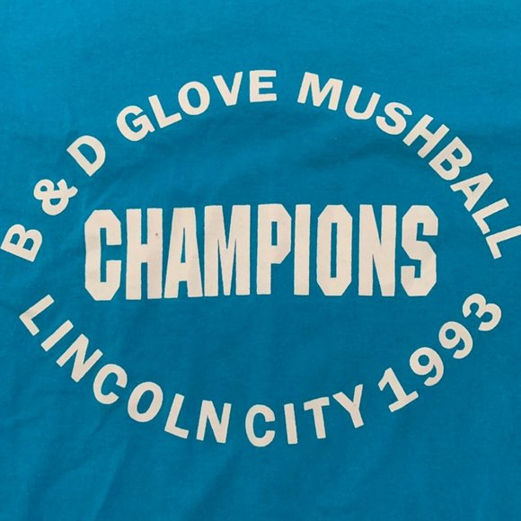 Vintage 1993 Mushball Champions Single Stitch Tee Teal Neon Sports Team … - Picture 6 of 14